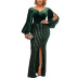 slit large size sequin dress nihaostyles wholesale clothes NSCYF91676
