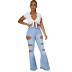 plus size high waist slim-fit ripped jeans nihaostyles wholesale clothes NSWL91703
