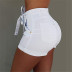 plus size tight lace-up denim shorts nihaostyles wholesale clothes NSWL91705