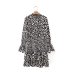 autumn long-sleeved ruffled neck print elastic dress nihaostyles wholesale clothing NSAM92026