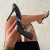 Square Toe Rivet Transparent Flip Flops High Heeled Slippers NSSO92123