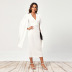 solid color V-neck long-sleeved slit dress nihaostyles clothing wholesale NSWCJ92254