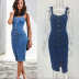 button denim strap dress nihaostyles wholesale clothes NSWL92288