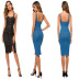button denim strap dress nihaostyles wholesale clothes NSWL92288