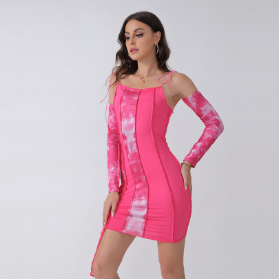 Slim Sling Strap Long-sleeved Dress Nihaostyles Clothing Wholesale NSWCJ92362