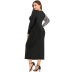 plus size printed long-sleeved V-neck dress nihaostyles clothing wholesale NSWCJ92363