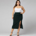 plus size solid color irregular slit skirt nihaostyles clothing wholesale NSWCJ92368