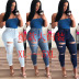 plus size high stretch hole slim jeans nihaostyles wholesale clothes NSWL92377