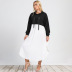 plus size long sleeve round neck hooded contrast dress nihaostyles clothing wholesale NSWCJ92383
