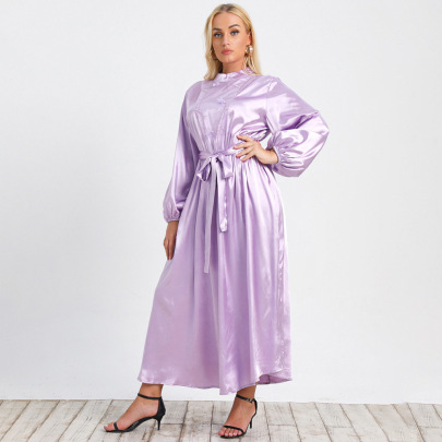 Plus Size Slim Solid Color Round Neck Dress Nihaostyles Clothing Wholesale NSWCJ92393