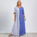 plus size striped V-neck dress nihaostyles clothing wholesale NSWCJ92394