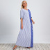 plus size striped V-neck dress nihaostyles clothing wholesale NSWCJ92394