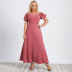 plus size slim strapless V-neck puff sleeve A-line dress nihaostyles clothing wholesale NSWCJ92395