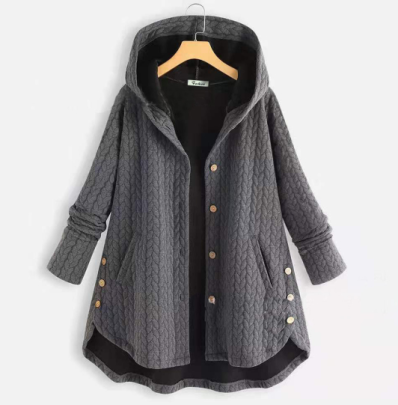 Irregular Hooded Embossed Cotton Jacket Nihaostyles Wholesale Clothes NSJC91943