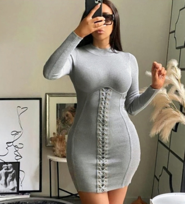 Slim-fit Lace-up Tight-fitting Dress Nihaostyles Wholesale Clothes NSJC91939