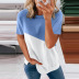 Camiseta de manga corta con cuello redondo en contraste de color camiseta nihaostyles ropa al por mayor NSQSY92641