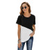 short-sleeved round neck contrast color pullover T-shirt nihaostyles wholesale clothing NSQSY92641