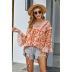 Summer bohemian style three-quarter sleeve V-neck chiffon floral top nihaostyles wholesale clothing NSQSY92645