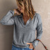 autumn solid color long-sleeved V-neck pullover top nihaostyles wholesale clothing NSQSY92646