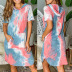 Tie-Dye Print Casual Hooded Dress NSHM92758