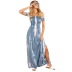 Wrapped Chest One Shoulder Split Tie Dye Printed Dress nihaostyles wholesale clothes NSHM92772