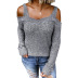 sling strapless long-sleeved sweater nihaostyles wholesale clothes NSLGY92942