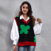 autumn four-leaf clover knitted sweater vest nihaostyles wholesale clothing NSGBS93020