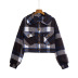 autumn long-sleeved plaid short woolen jacket nihaostyles wholesale clothing NSGBS93021