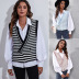 autumn striped knitted sweater vest cardigan nihaostyles wholesale clothing NSGBS93032