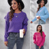 solid  color long-sleeved round neck knit sweater nihaostyles wholesale clothing NSGBS93169