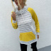 autumn long-sleeved heaped collar striped stitching sweatshirt nihaostyles wholesale clothing NSGCS93182