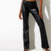Pantalones de cuero de pu micro-flare de cintura media NSKFE93295