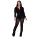 Mesh Pleated Bootcut Jumpsuit NSFFE93306