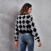 retro long-sleeved diamond short knitted sweater cardigan nihaostyles wholesale clothing NSGBS93431