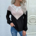 spring long-sleeved lace stitching round neck contrast color sweater nihaostyles wholesale clothing NSDMB93679