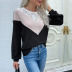 spring long-sleeved lace stitching round neck contrast color sweater nihaostyles wholesale clothing NSDMB93679