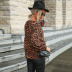 spring long-sleeved v-neck leopard print chiffon t-shirt nihaostyles wholesale clothing NSDMB93680
