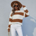 winter long-sleeved loose round neck stripped color matching sweater nihaostyles wholesale clothing NSDMB93695