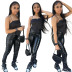 tight-fitting folds high-waist stretch PU leather pants nihaostyles wholesale clothes NSZH93715