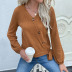 spring brown buttoned pit strip V-neck sweater nihaostyles wholesale clothing NSDMB93846