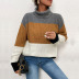 autumn long-sleeved Turtleneck Loose Stripe Color matching Knitted Sweater nihaostyles wholesale clothing NSDMB93847
