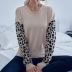 autumn leopard stitching long-sleeved V-neck sweater nihaostyles wholesale clothing NSDMB93858