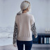 autumn leopard stitching long-sleeved V-neck sweater nihaostyles wholesale clothing NSDMB93858