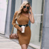 winter long-sleeved Turtleneck Hollow Knitted Sweater dress nihaostyles wholesale clothing NSDMB93860