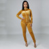 Tight-Fitting Gold Velvet Stitching Long-Sleeved Jumpsuit NSZH93875