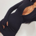 Long-Sleeved V-Neck Half-Zipper Slim Package Hip Dress NSKFE93921