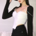 autumn long-sleeved square neck backless color matching tight T-shirt nihaostyles wholesale clothing NSSS94317
