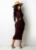 stretch woolen long-sleeved deep V dress nihaostyles wholesale clothes NSOSM94364
