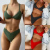 Solid Color V-Shaped Low Waist Backless One-Piece Swimwear NSFPP94447