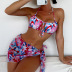 Flower Print Bikini With Skirt Three-Piece Swimsuit NSFPP94458